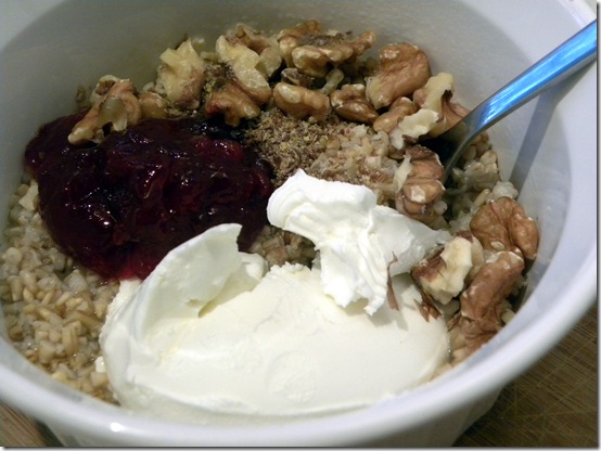 Oats with Cream Cheese and Jelly